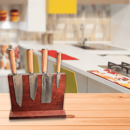 Ginza Steel KC Series MIA FIVE – 5-teiliges essentielles Messerset mit magnetischem Holzblock