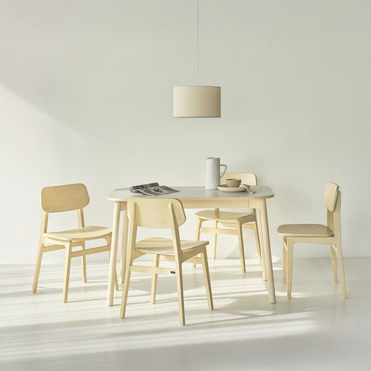 Narvik 201 Natural Wood Dining Room Set with 4 Chairs