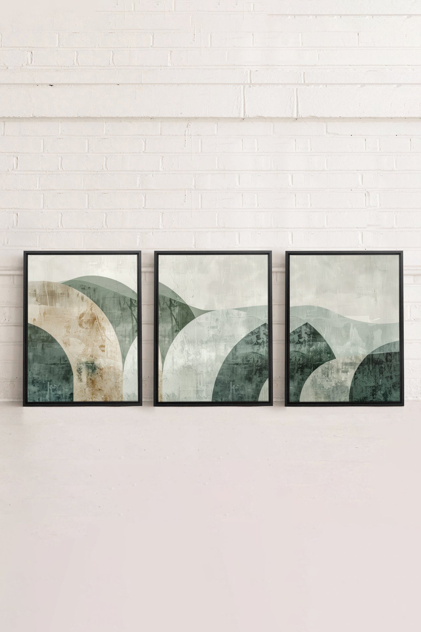 GREEN ELEGANCE TRIO (3 Werke auf gespannter Leinwand)