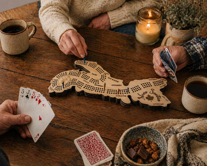 Nova Scotia Map Cribbage Board – 3-Player with Engraved Cities