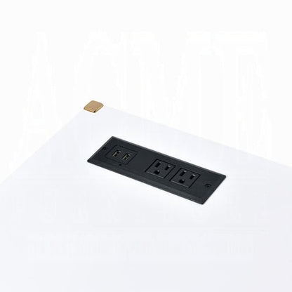 Lunar Eleganter Multi-Funktionsschreibtisch mit USB-Anschluss - Weiß/Gold