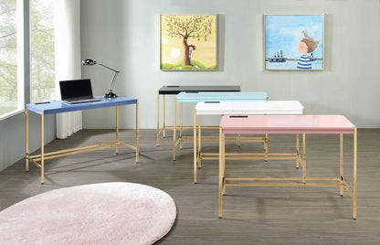 Lunar Eleganter Mehrzweck-Schreibtisch mit USB-Anschluss – Schwarz/Gold