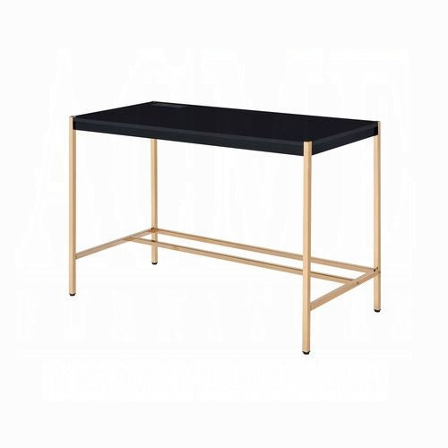Lunar Eleganter Mehrzweck-Schreibtisch mit USB-Anschluss – Schwarz/Gold