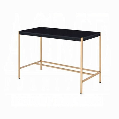 Lunar Eleganter Mehrzweck-Schreibtisch mit USB-Anschluss – Schwarz/Gold