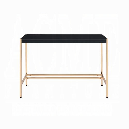 Lunar Eleganter Mehrzweck-Schreibtisch mit USB-Anschluss – Schwarz/Gold