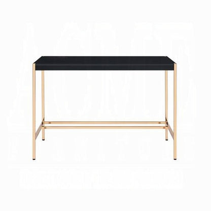 Lunar Eleganter Mehrzweck-Schreibtisch mit USB-Anschluss – Schwarz/Gold