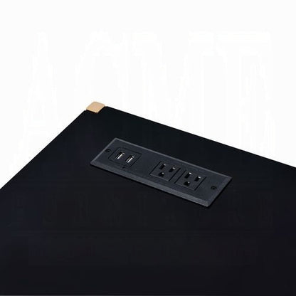 Lunar Eleganter Mehrzweck-Schreibtisch mit USB-Anschluss – Schwarz/Gold