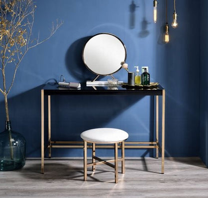 Lunar Eleganter Mehrzweck-Schreibtisch mit USB-Anschluss – Schwarz/Gold