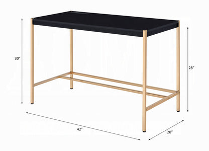 Lunar Eleganter Mehrzweck-Schreibtisch mit USB-Anschluss – Schwarz/Gold