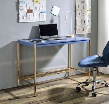 Lunar Eleganter Mehrzwecktisch mit USB-Anschluss - Blau/Gold