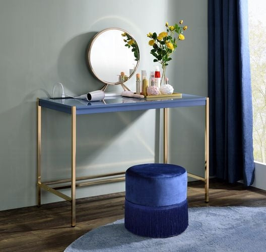 Lunar Eleganter Mehrzwecktisch mit USB-Anschluss - Blau/Gold