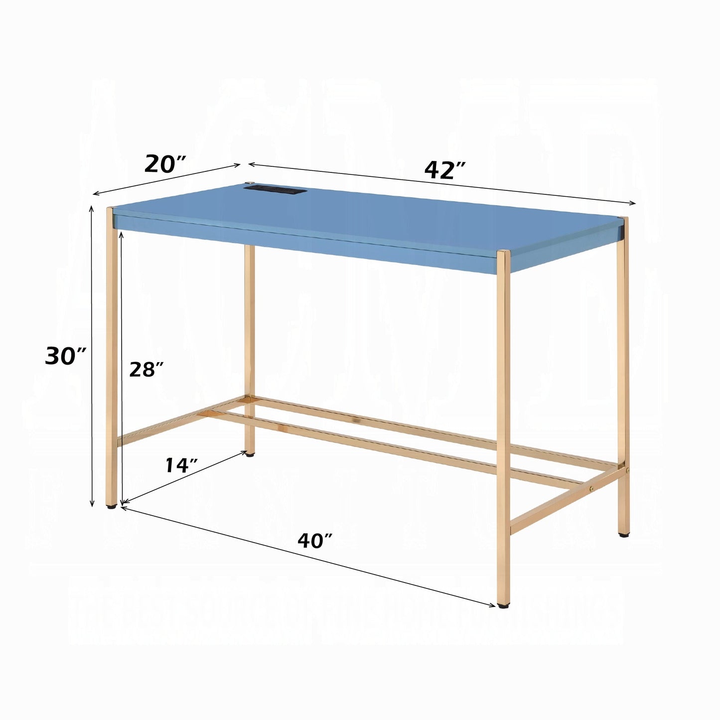 Lunar Eleganter Mehrzwecktisch mit USB-Anschluss - Blau/Gold