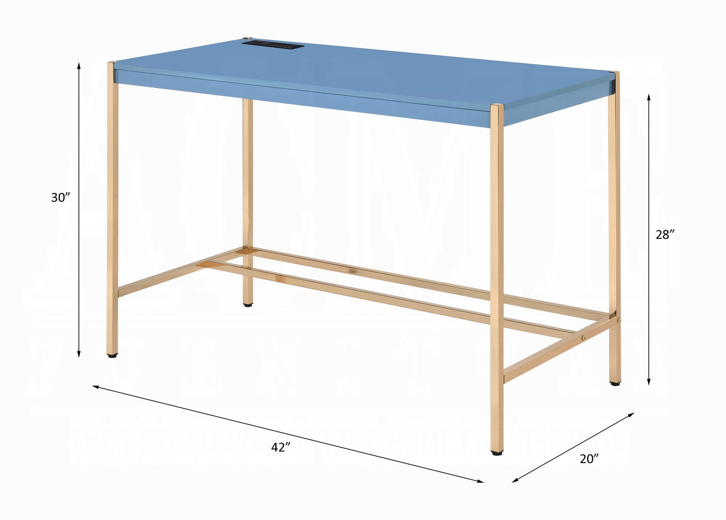 Lunar Eleganter Mehrzwecktisch mit USB-Anschluss - Blau/Gold