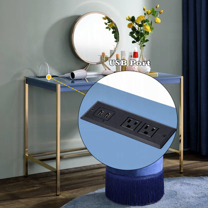 Lunar Eleganter Mehrzwecktisch mit USB-Anschluss - Blau/Gold