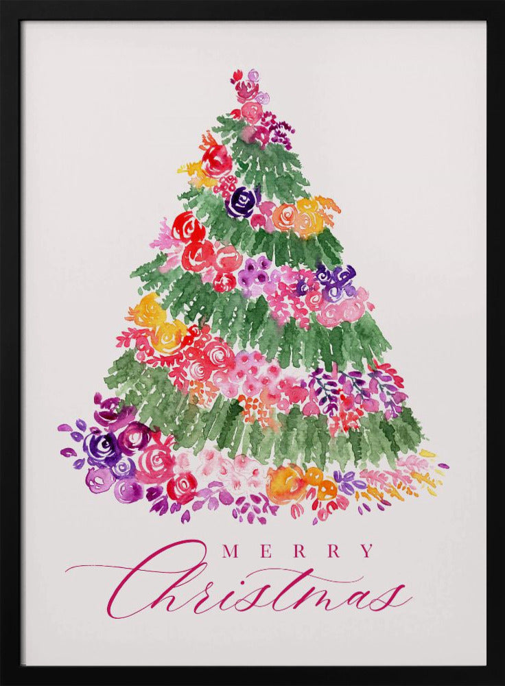 Leinwandbild „Blumen-Weihnachtsbaum in Pink“