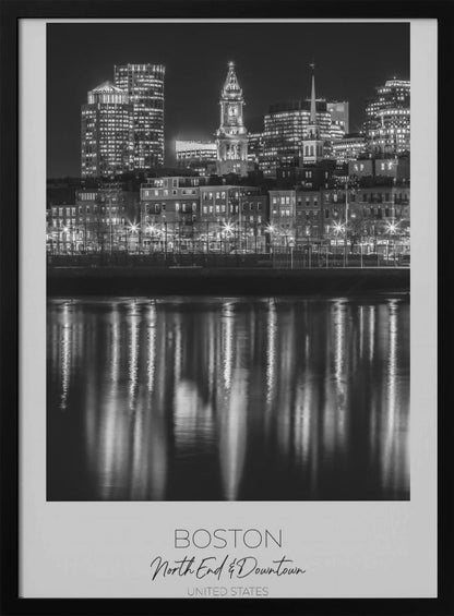 Wandbild BOSTON Abendliche Skyline von North End