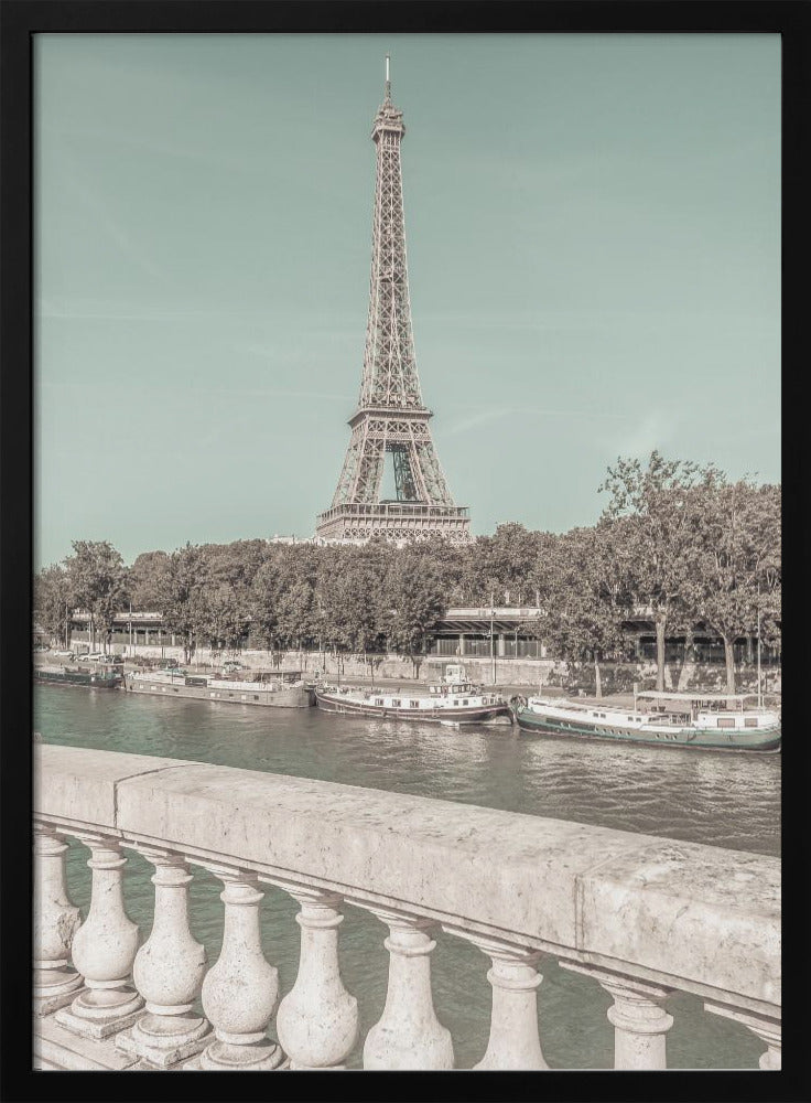 Wandbild PARIS Eiffelturm & Seine | urbaner Vintage-Stil