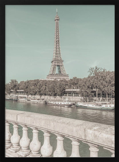 Wandbild PARIS Eiffelturm & Seine | urbaner Vintage-Stil