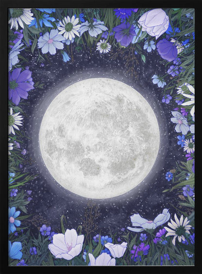 Wandbild Mitternacht auf der Wiese Blau Original