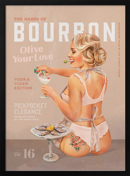 Wandkunst Babes of Bourbon Bd. 16 Vintage Wodka Martini Pin-up-Girl