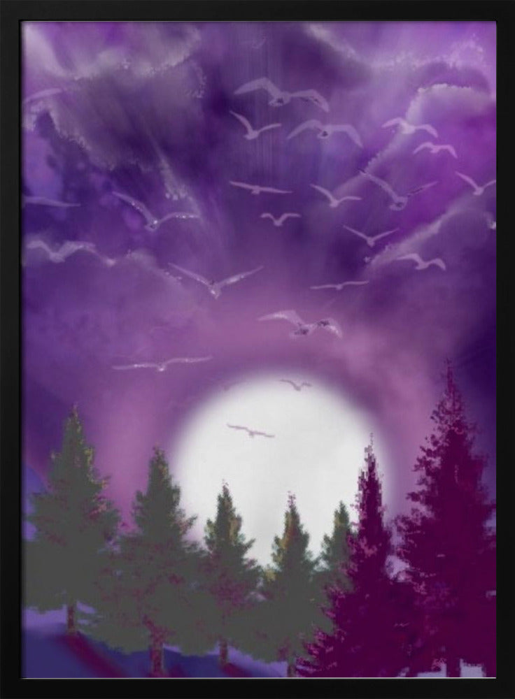 Wandbild MOND IM LILA HIMMEL Leinwandbild