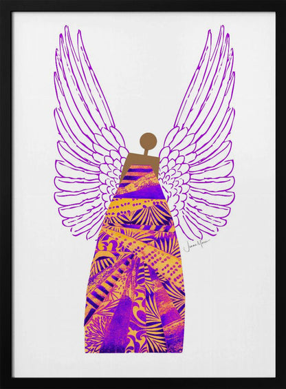 Wandbild Engel in Lila & Orange Leinwanddruck