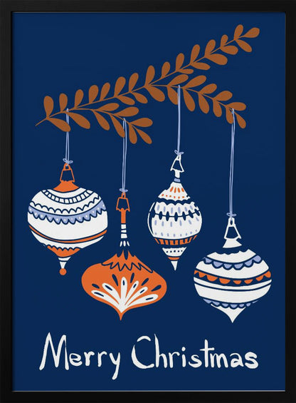 Wandbild Fröhliche kleine Weihnachtsbaumkugeln blau Leinwandbild