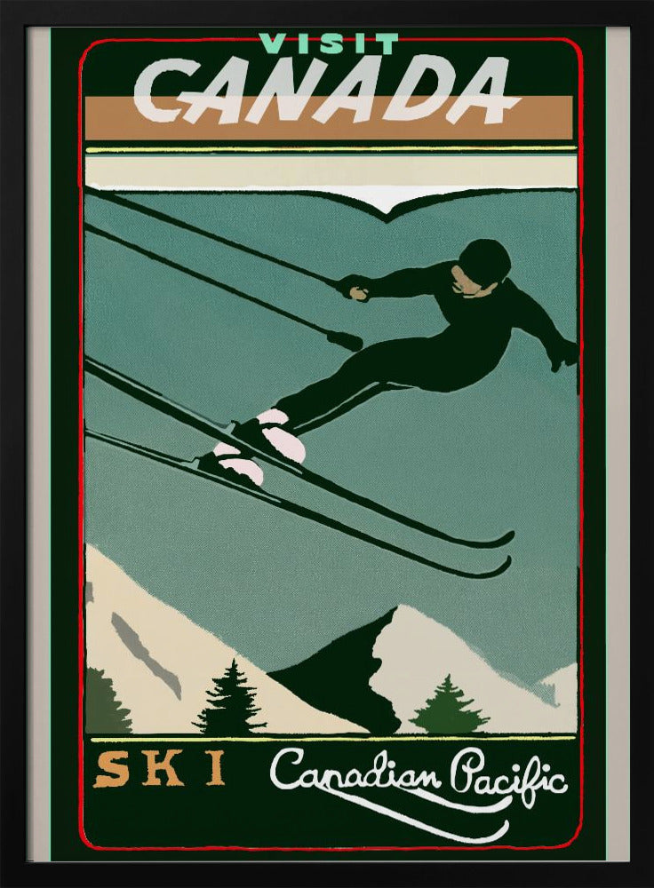 Wandkunst Wintertourismus: Vintage-Ski-Kanada-Poster