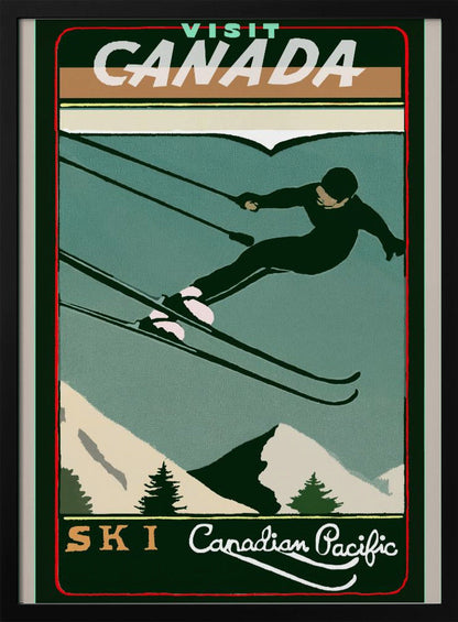 Wandkunst Wintertourismus: Vintage-Ski-Kanada-Poster