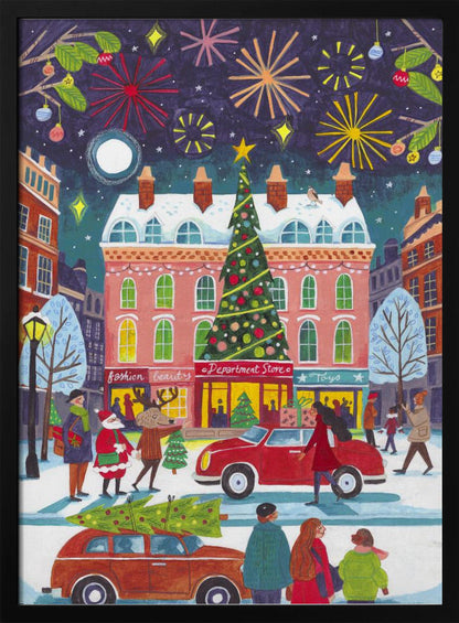 Wandbild Weihnachten in der Stadt Leinwanddruck