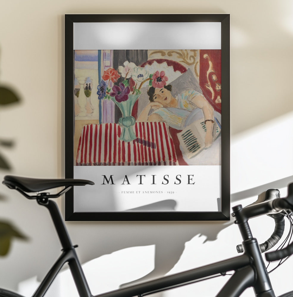 Wandbild Frau und Anemonen