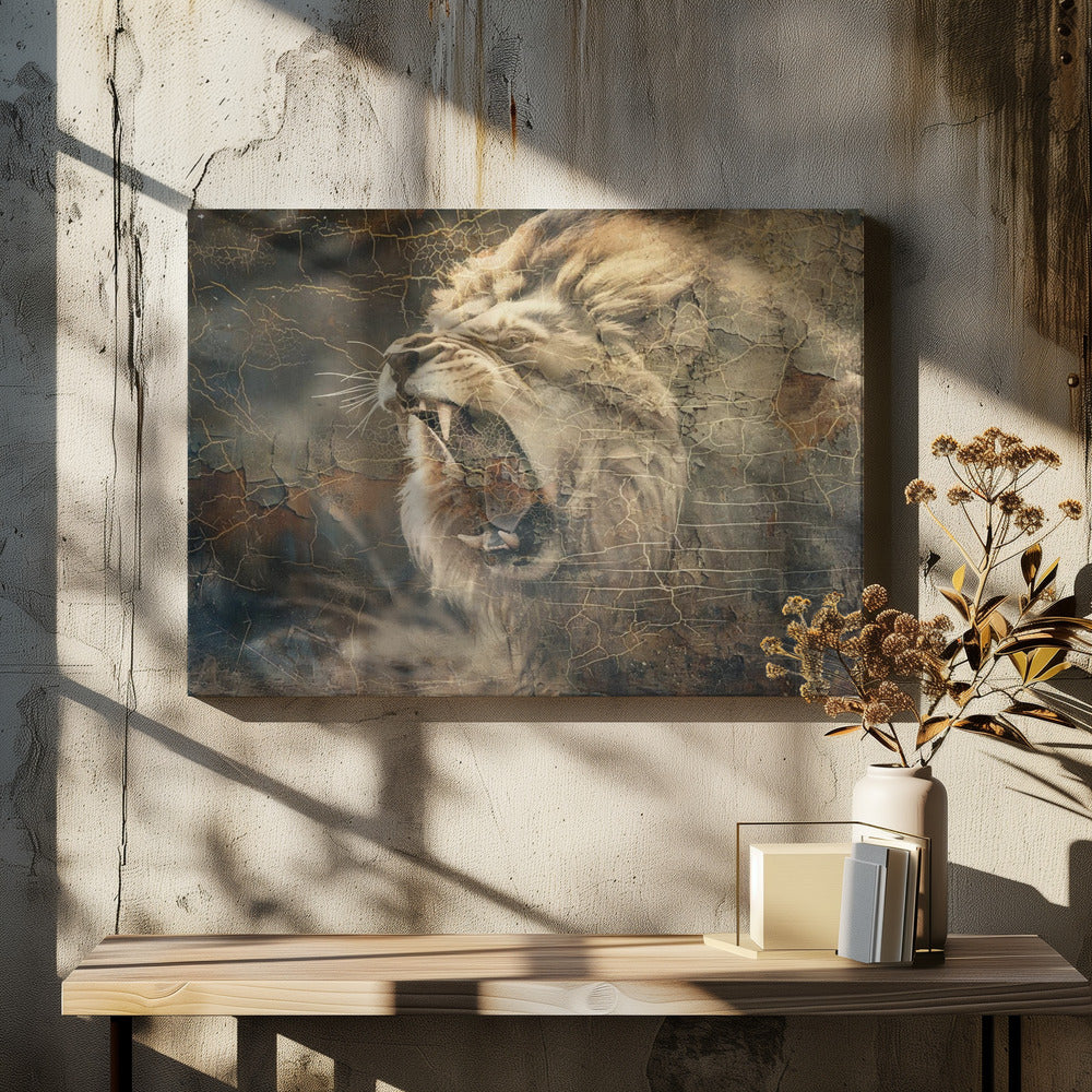 Wandbild Löwe Tier Vintage Kunst Illustration Wandkunst 09