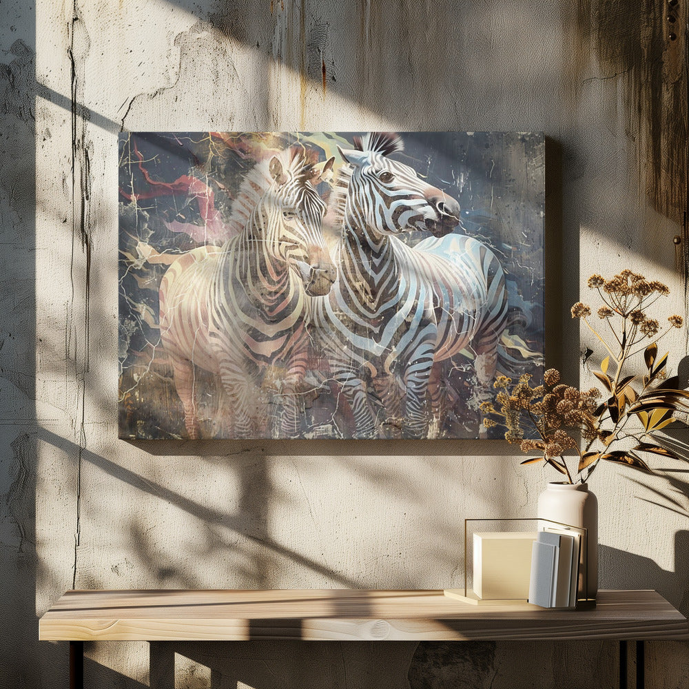 Wandbild Zebra Tier Vintage Kunst Illustration Wallart 03