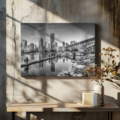 Wandkunst Vancouver Impression von Granville Island | Monochrom