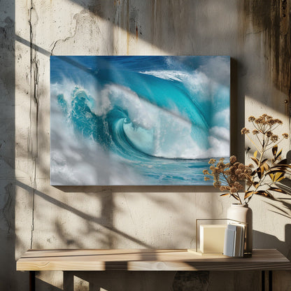 Wandkunst Wenn der Ozean zu blauem Feuer wird Leinwandbild