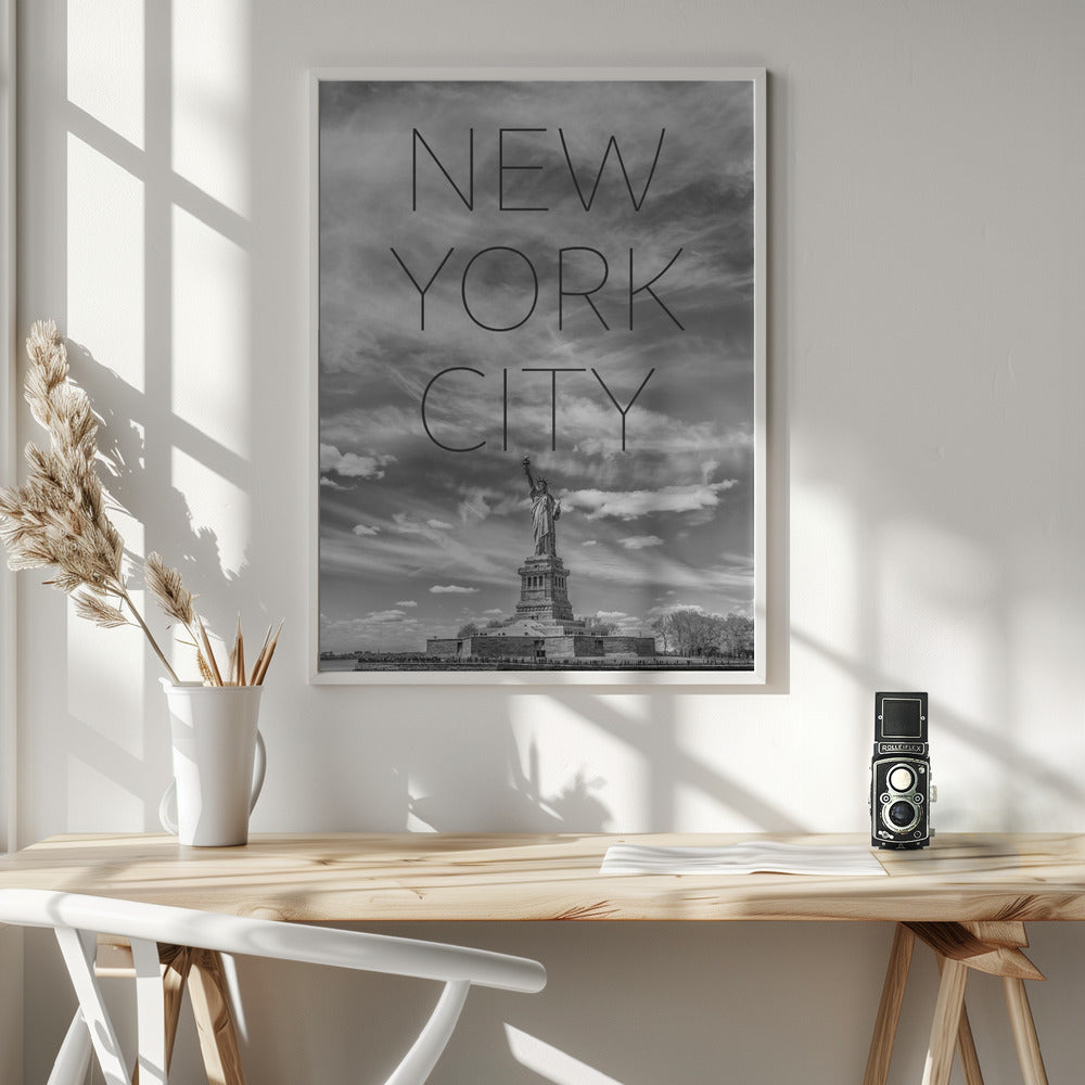Wandbild NYC Freiheitsstatue | Text Skyline