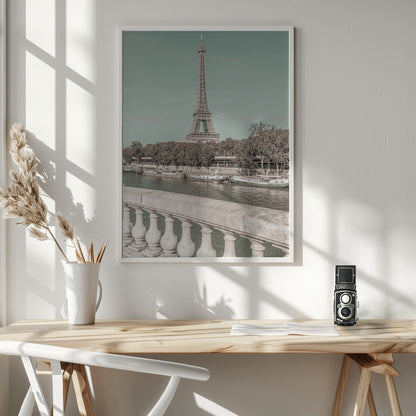 Wandbild PARIS Eiffelturm & Seine | urbaner Vintage-Stil