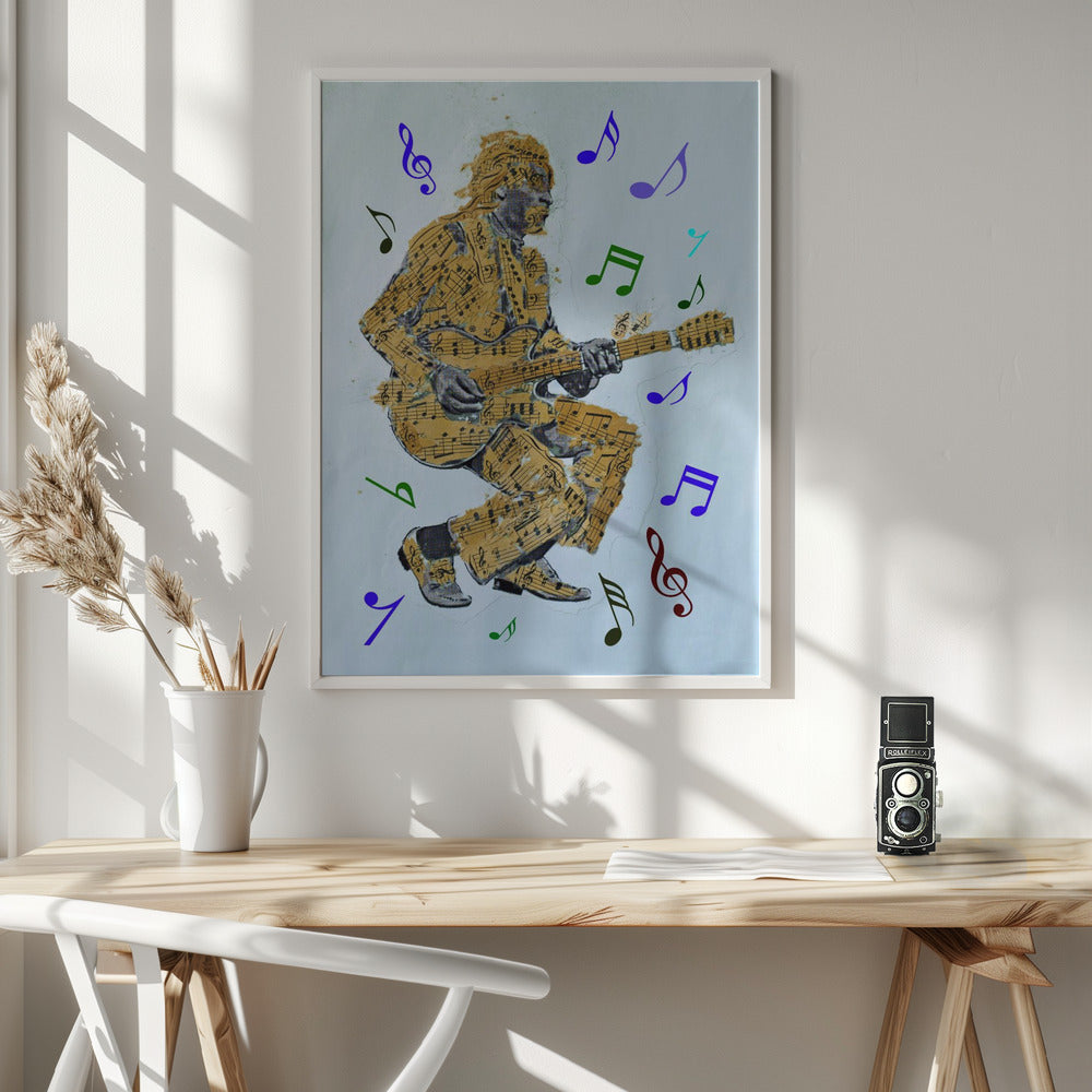 Wandbild Gitarrist Noten Leinwanddruck