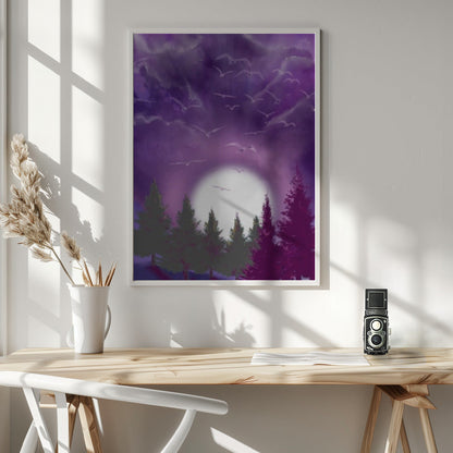 Wandbild MOND IM LILA HIMMEL Leinwandbild