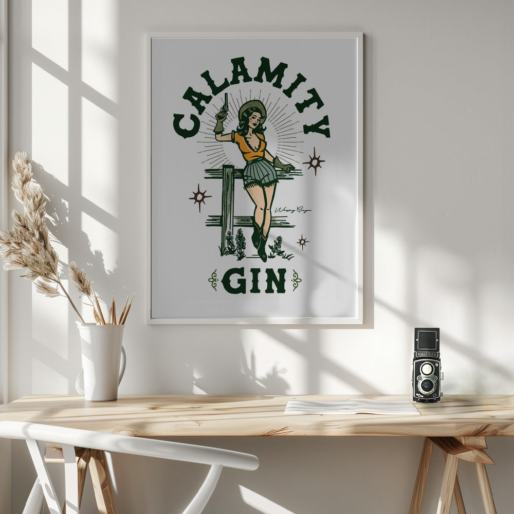 Wandbild Katastrophe Gin Lustig Retro Western Cowgirl
