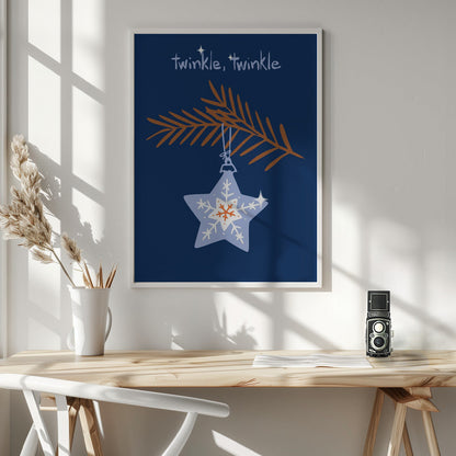 Wandbild Fröhlicher Glanz Weihnachtsstern blau Leinwandbild