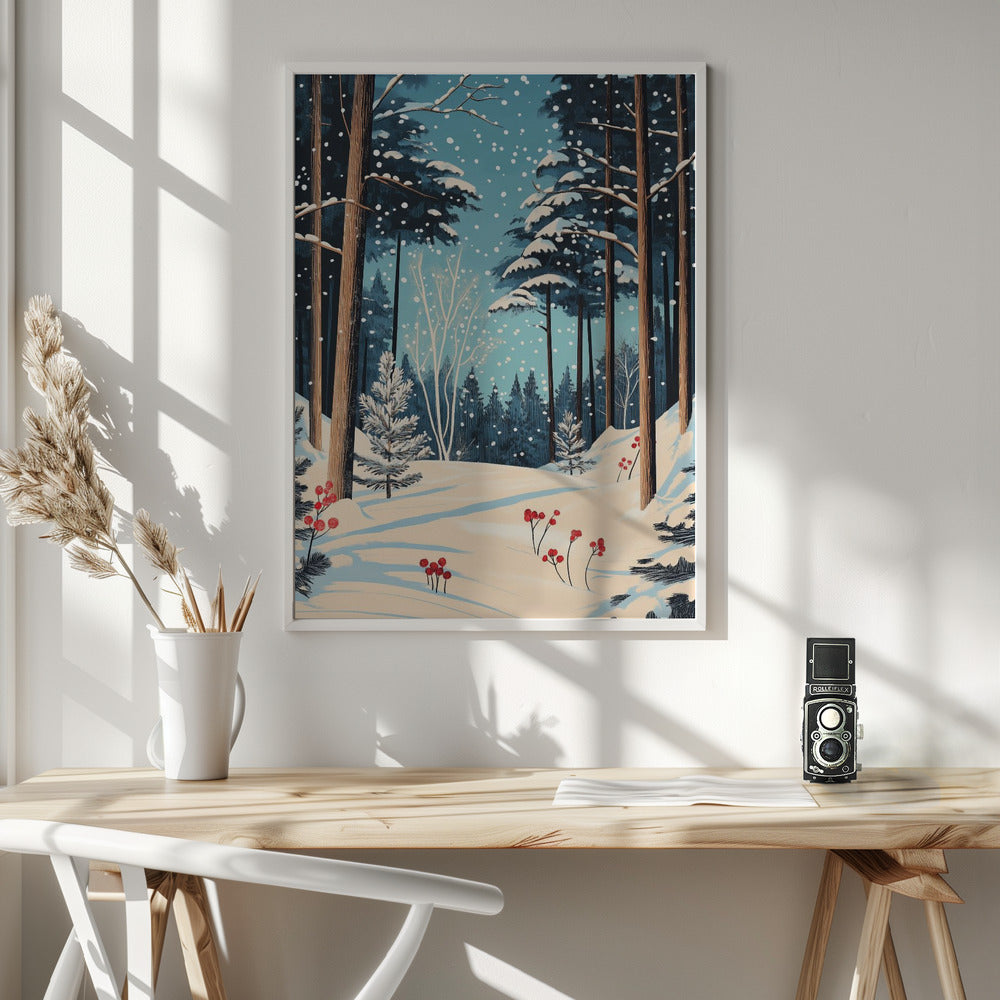 Wandbild Weihnachten Winterwald Leinwandbild