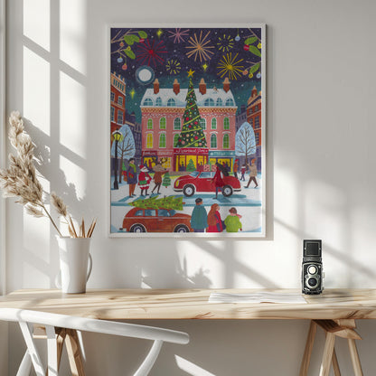 Wandbild Weihnachten in der Stadt Leinwanddruck