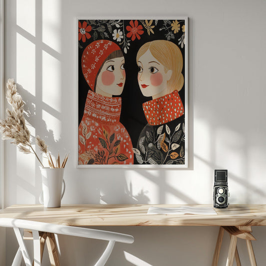Wandbild Vintage Stil Mag Frauen Strickwaren Leinwanddruck