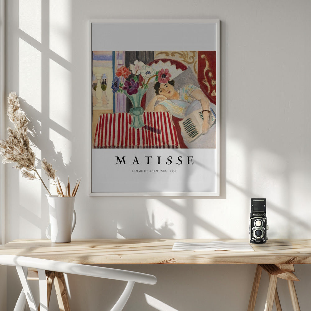 Wandbild Frau und Anemonen