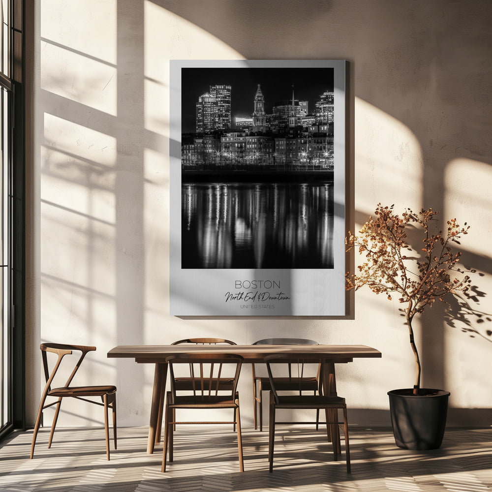 Wandbild BOSTON Abendliche Skyline von North End