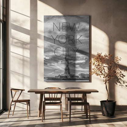 Wandbild NYC Freiheitsstatue | Text Skyline