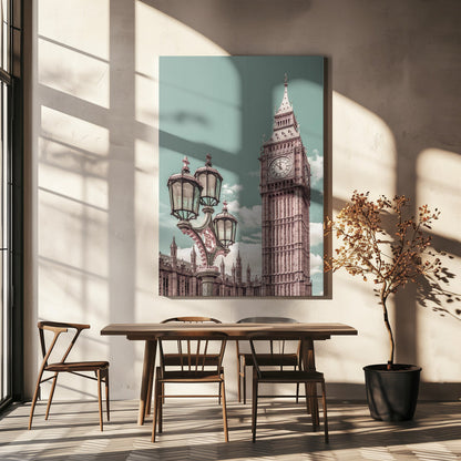 Wandbild LONDON Elizabeth Tower | urbaner Vintage-Stil