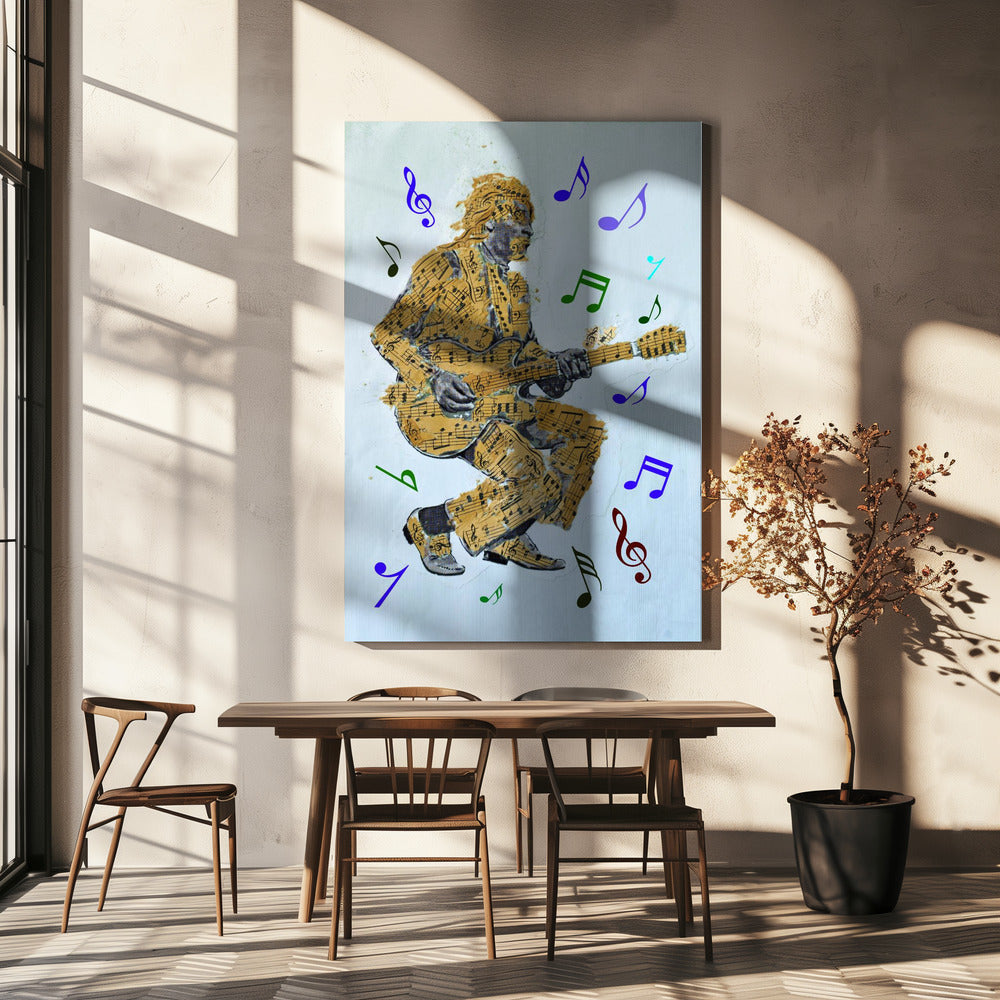 Wandbild Gitarrist Noten Leinwanddruck