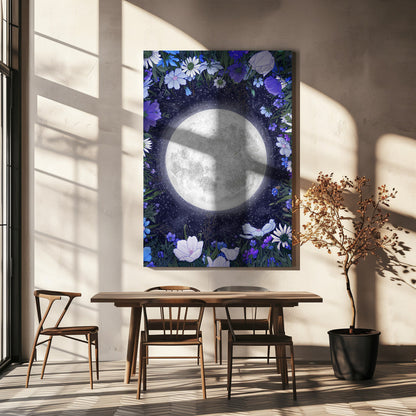 Wandbild Mitternacht auf der Wiese Blau Original
